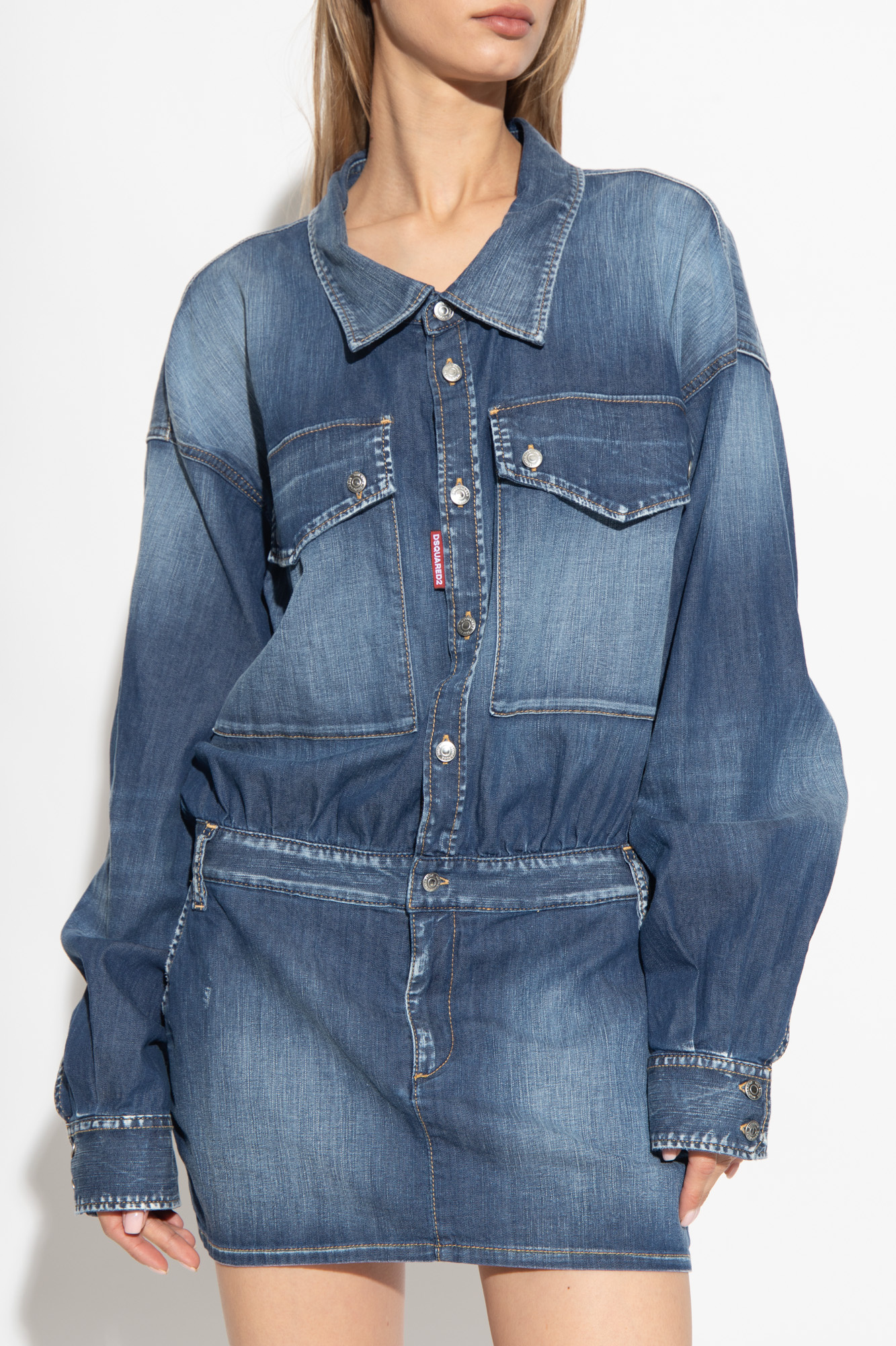 Diesel denim shirt 2025 dress with skirt overlay